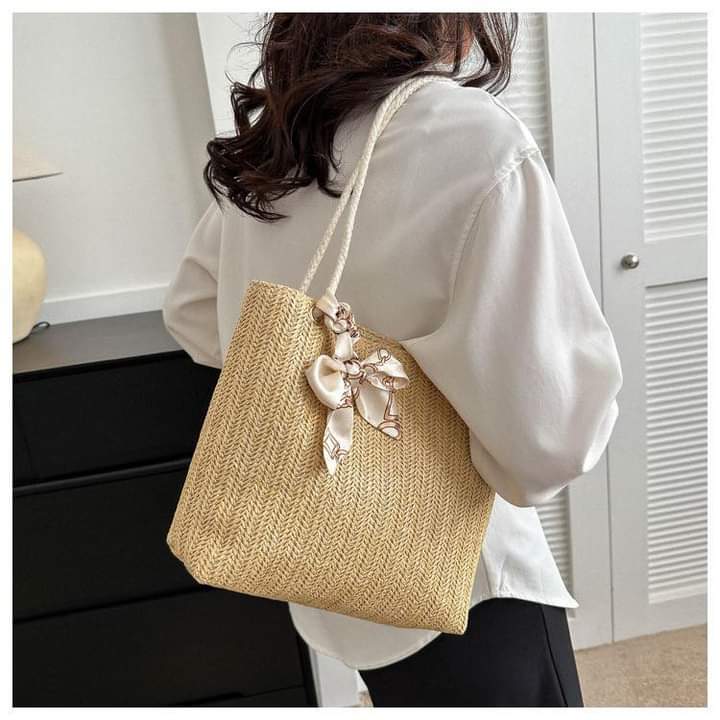 C082, Women's Tote Bag Large Capacity Bag 2024 New Fashion Handbag Shoulder Underarm Bag Straw Casual Large Bag