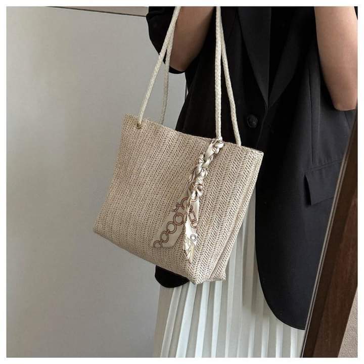 C082, Women's Tote Bag Large Capacity Bag 2024 New Fashion Handbag Shoulder Underarm Bag Straw Casual Large Bag