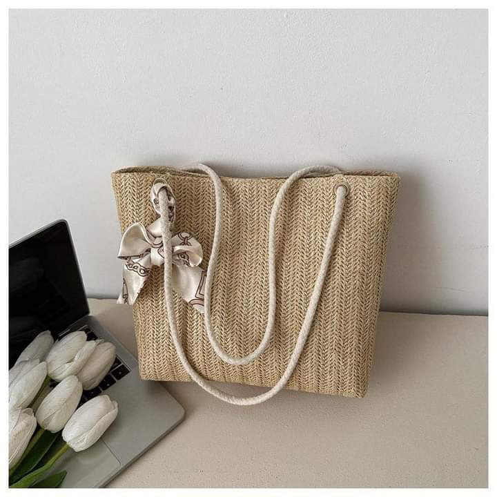 C082, Women's Tote Bag Large Capacity Bag 2024 New Fashion Handbag Shoulder Underarm Bag Straw Casual Large Bag