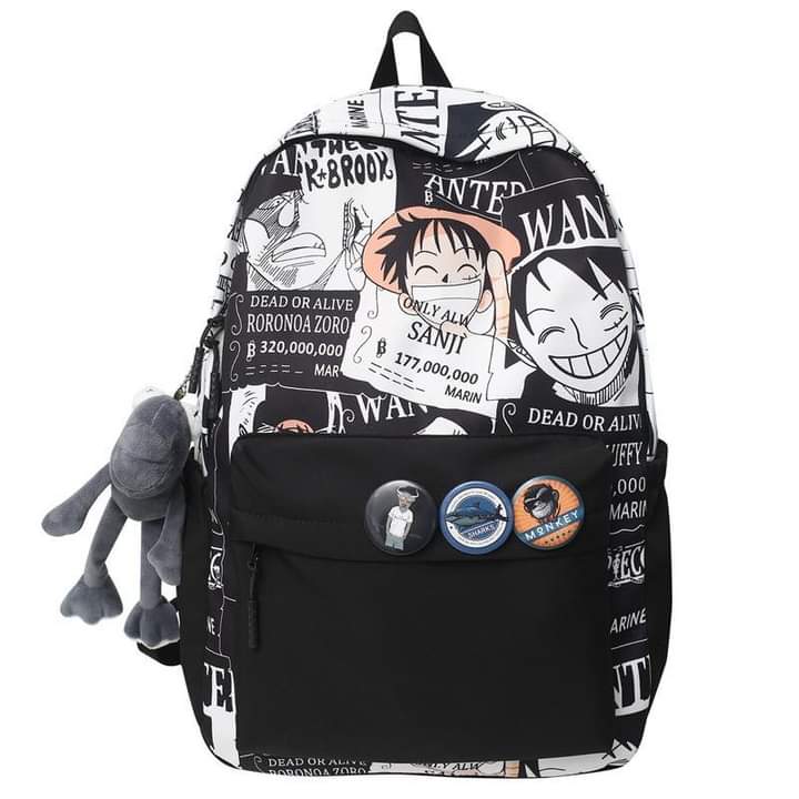 B014, Street trend printed student schoolbags, casual middle and high school student bags, trendy brand printed anime schoolbags for male and female students