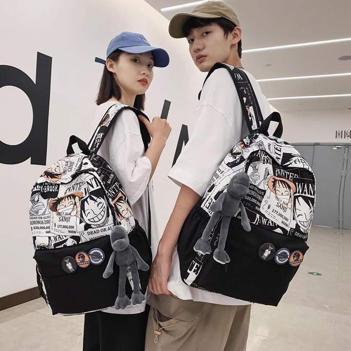 B014, Street trend printed student schoolbags, casual middle and high school student bags, trendy brand printed anime schoolbags for male and female students