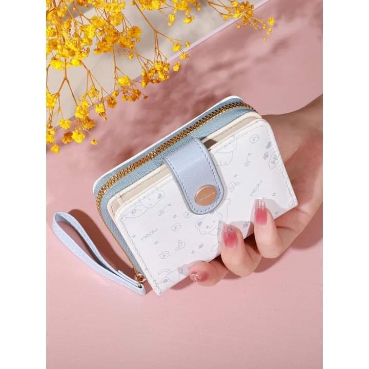 w013,minimalist wallet, bright colors, easy to carry, small, portable. With card slot - cute cat