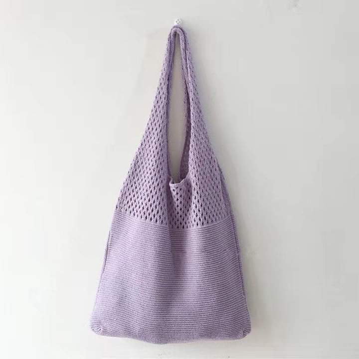 C069, 2024 new knitted bag woven bag shoulder bag Japanese and Korean tote bag Bohemian bag messenger bag women's bag