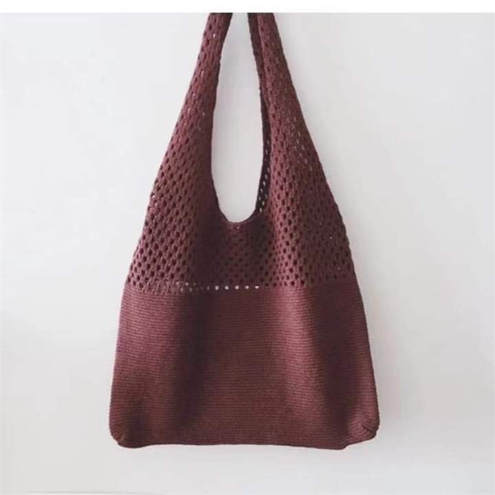 C069, 2024 new knitted bag woven bag shoulder bag Japanese and Korean tote bag Bohemian bag messenger bag women's bag