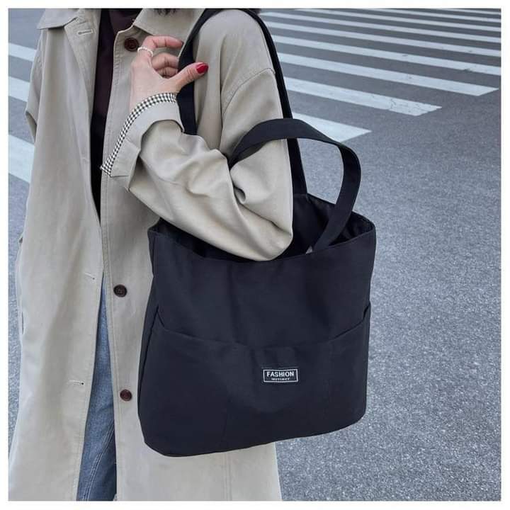 C081, Korean version of ins canvas bag large capacity tote bag one-shoulder canvas bag literary gift shopping portable canvas bag