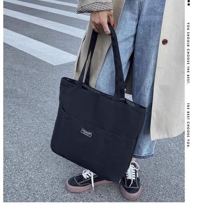 C081, Korean version of ins canvas bag large capacity tote bag one-shoulder canvas bag literary gift shopping portable canvas bag