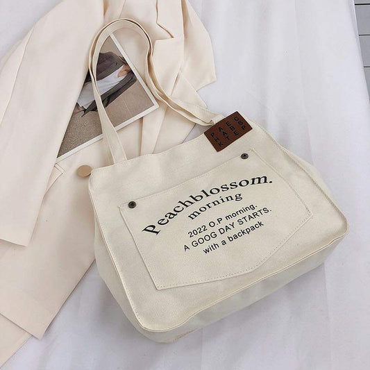 C053 Simple casual canvas shoulder bag 2022 new autumn trend large-capacity underarm bag letter handbag women's bag