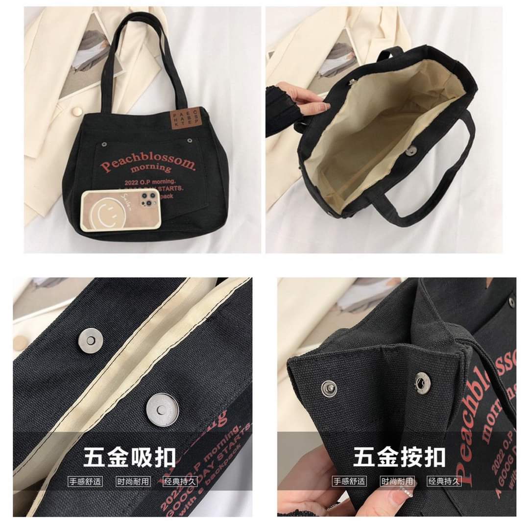 C053 Simple casual canvas shoulder bag 2022 new autumn trend large-capacity underarm bag letter handbag women's bag