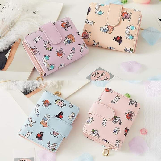 W009, Wallet female student Korean version cute 2023 new cute cartoon fashion folding coin purse multi-functional card holder