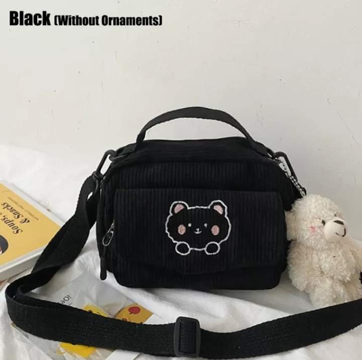 m032, women's corduroy travel sling bag messenger bag school bag handbag crossbody bag