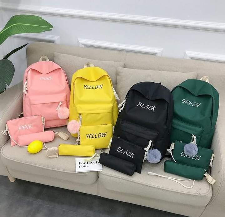B084, Three-piece backpack new Korean style backpack fashion primary and middle school students school bag large capacity men and women travel bag