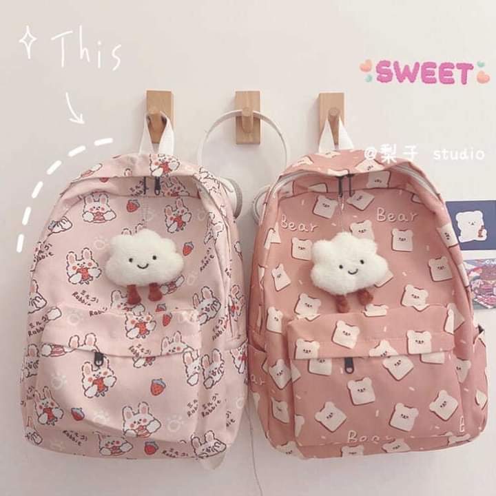 b031, backpack school bag Cute print, Korean style, Harajuku style for women.