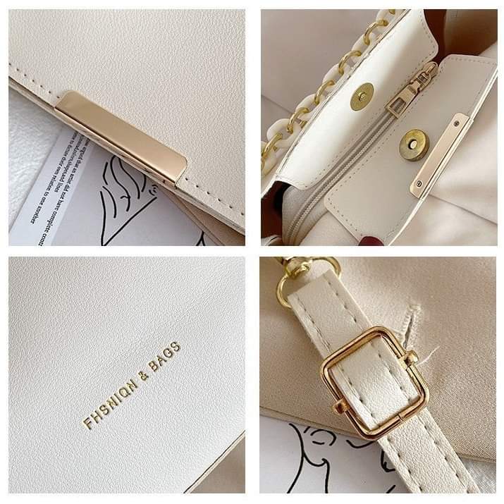 a035, shoulder bag Fashion bag, PU leather, decorated with gold chain parts, zipper, magnetic lock, adjustable strap