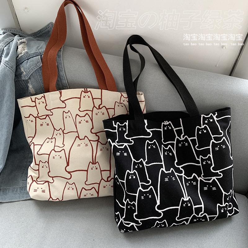 C061, 2023 new bag Japanese Korean style large capacity student simple and cute art single shoulder bag portable canvas bag