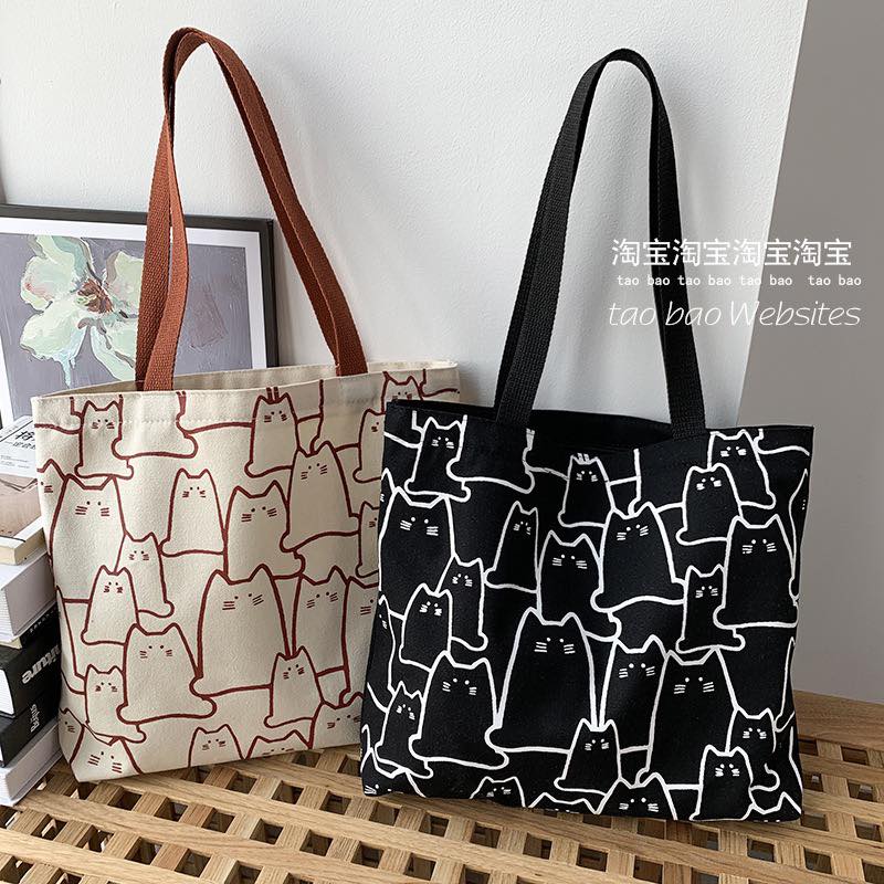 C061, 2023 new bag Japanese Korean style large capacity student simple and cute art single shoulder bag portable canvas bag