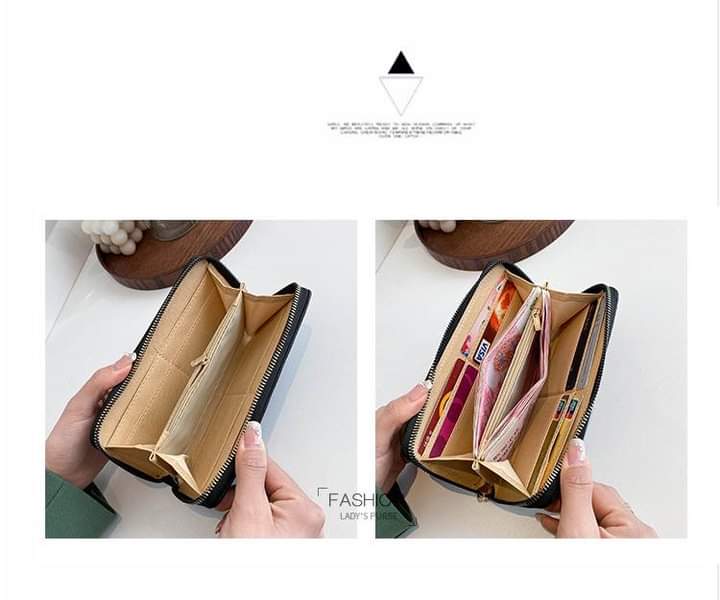 WL062, New 2023 women's wallet indentation medium-length clutch bag European and American fashion solid color PU change mobile phone bag