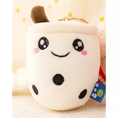 D010, Creative Cartoon Milk Tea Cup Keychain Pendant Plush Pendant Ornament Doll Bag Ornament School Bag Pendant