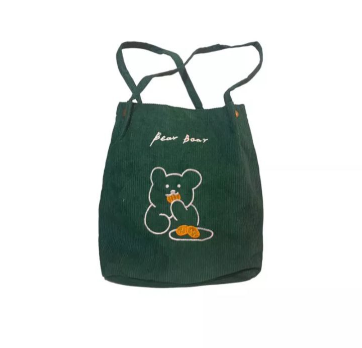 c022, Cute Bear Canvas Bag Korean Corduroy