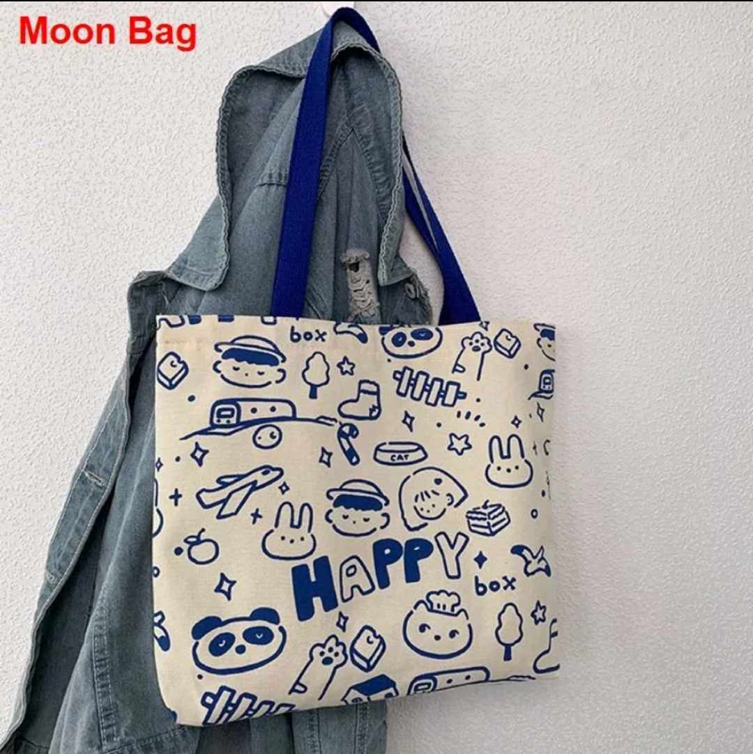 C061, 2023 new bag Japanese Korean style large capacity student simple and cute art single shoulder bag portable canvas bag