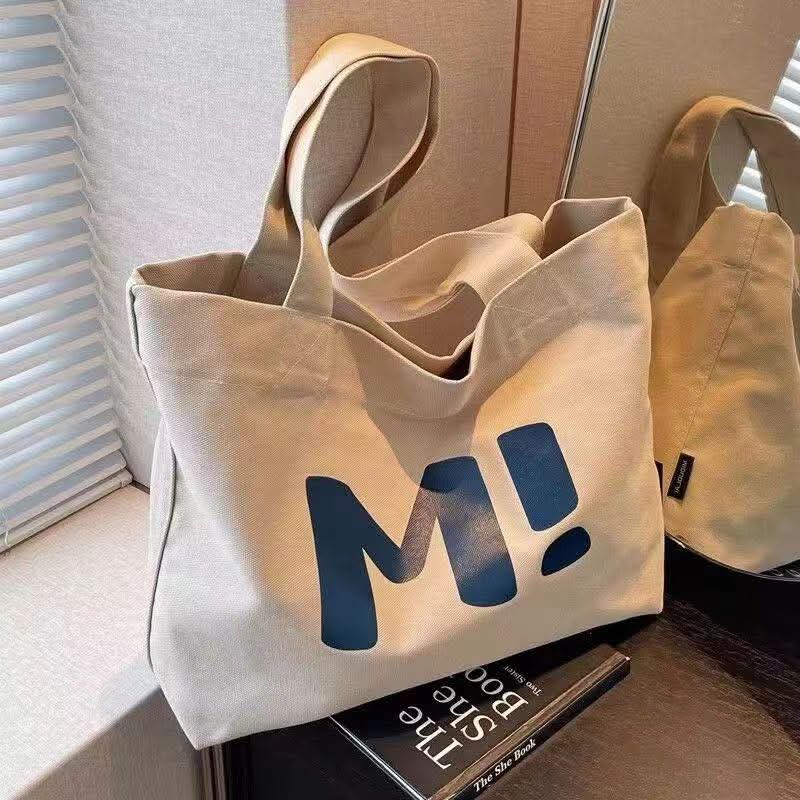 c087, canvas bag women's large capacity sturdy supermarket shopping bag simple and versatile 2025 new single shoulder handbag tote bag
