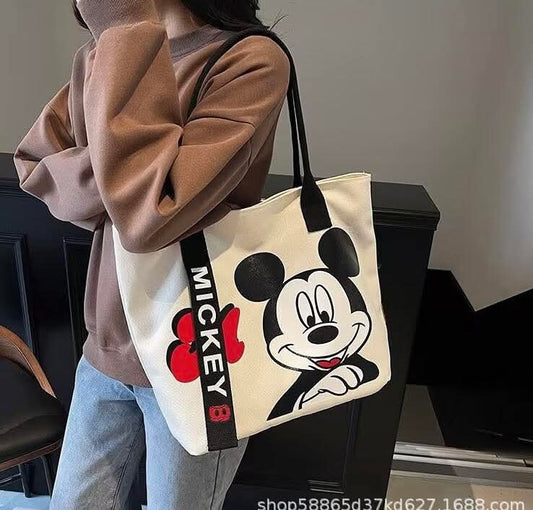 C97, New canvas bag for women 2025 new cute cartoon handbag casual versatile large capacity shoulder tote bag