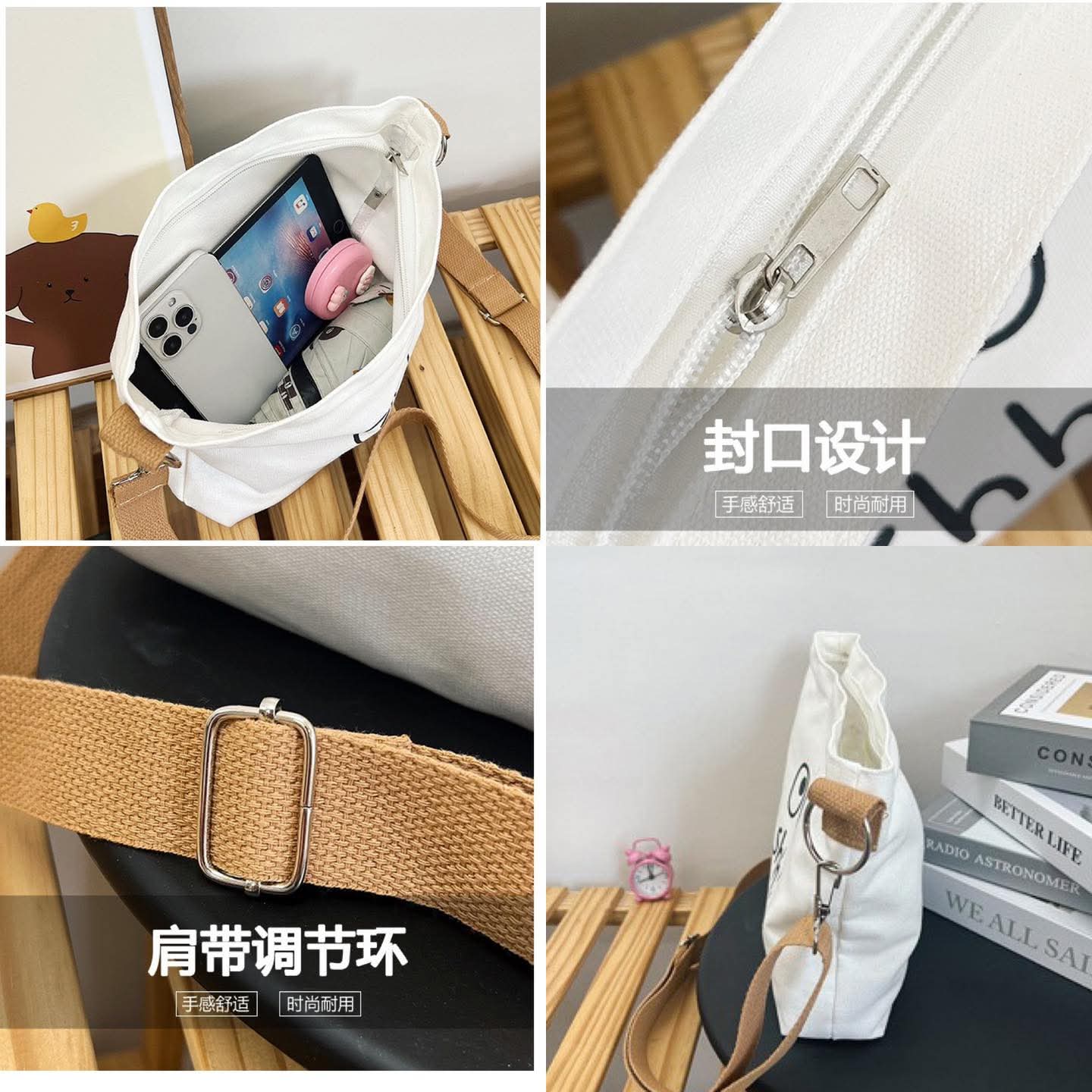 M95, ချည်ဂျင်းသား crossbody bag, unisex