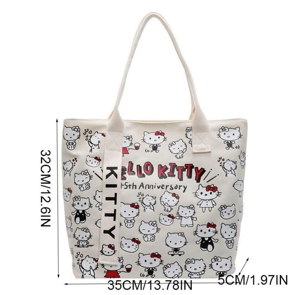 c53 Hello Kitty shopping bagလေး ချစ်စရာကောင်းသောနော် ကျောင်းသုံးဖြစ်ဖြစ် ရုံးသုံးဖြစ်ဖြစ် စာအုပ်/ ပစ္စည်းတွေအများကြီးဆန့်တဲ့အိတ်လေးပါရှင့်၊