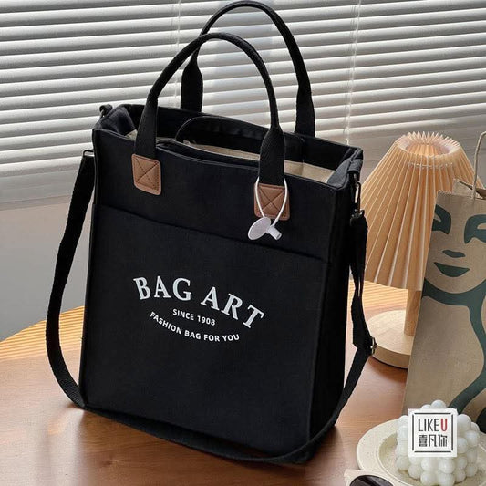 C71, Original design commuter thickened canvas bag student lunch literary simple large capacity shoulder handbag messenger bag