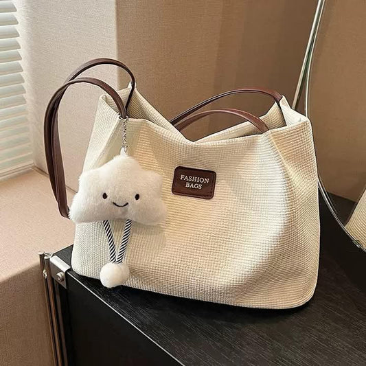 C096, Large Capacity Bag Women's 2025 New Autumn Versatile Simple Shoulder Bag Fashionable Commuting Tote Bucket Bag