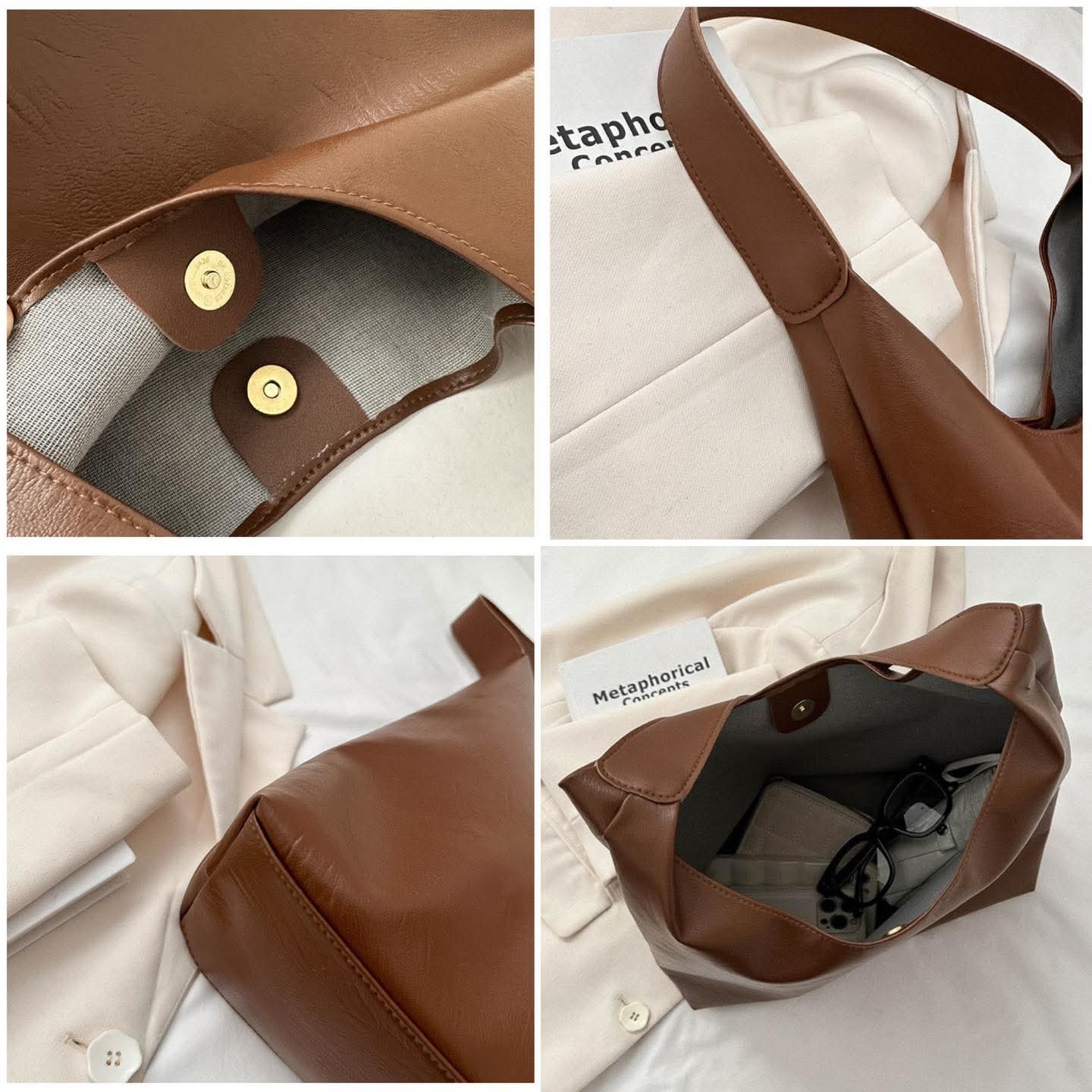 A50, leather tote bag