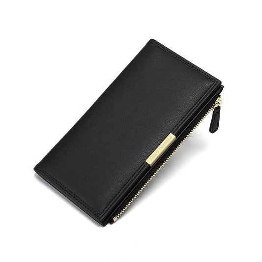 W87, New pu wallet women's simple Japanese and Korean multi-card slot clutch bag long bifold wallet solid color