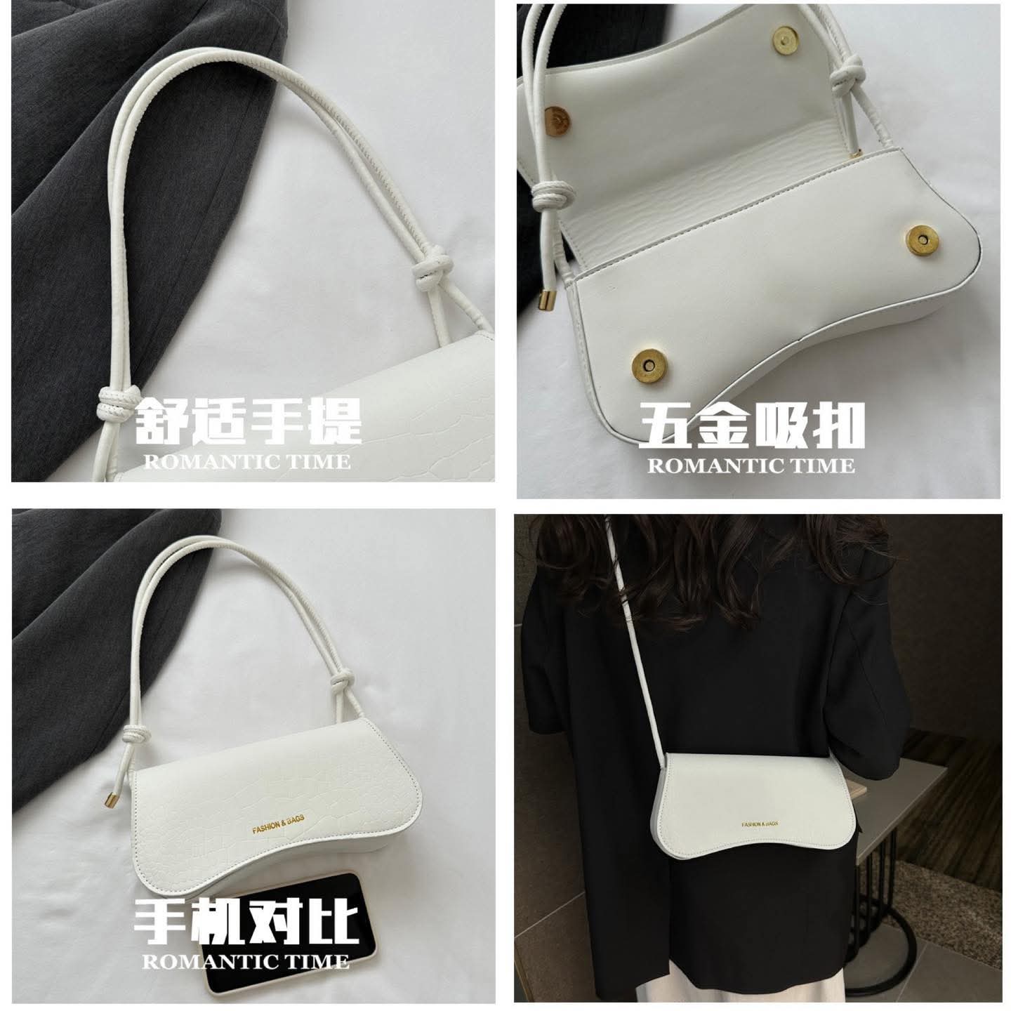 a64, ins niche textured underarm bag နွေရာသီအစိုင်အခဲအရောင် PU အိတ်