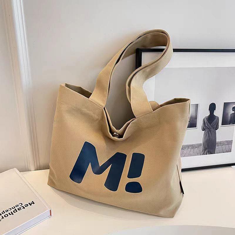 c087, canvas bag women's large capacity sturdy supermarket shopping bag simple and versatile 2025 new single shoulder handbag tote bag