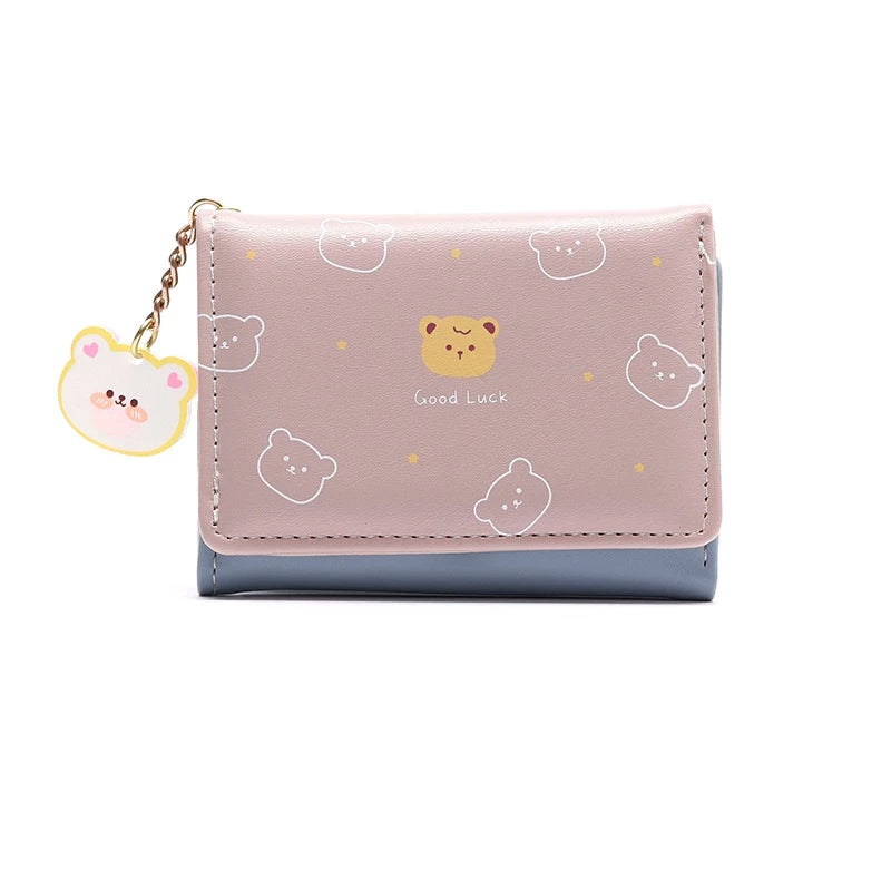 W056, Korean style small wallet ladies wallet short style girls student fashion cartoon coin purse wallet for women