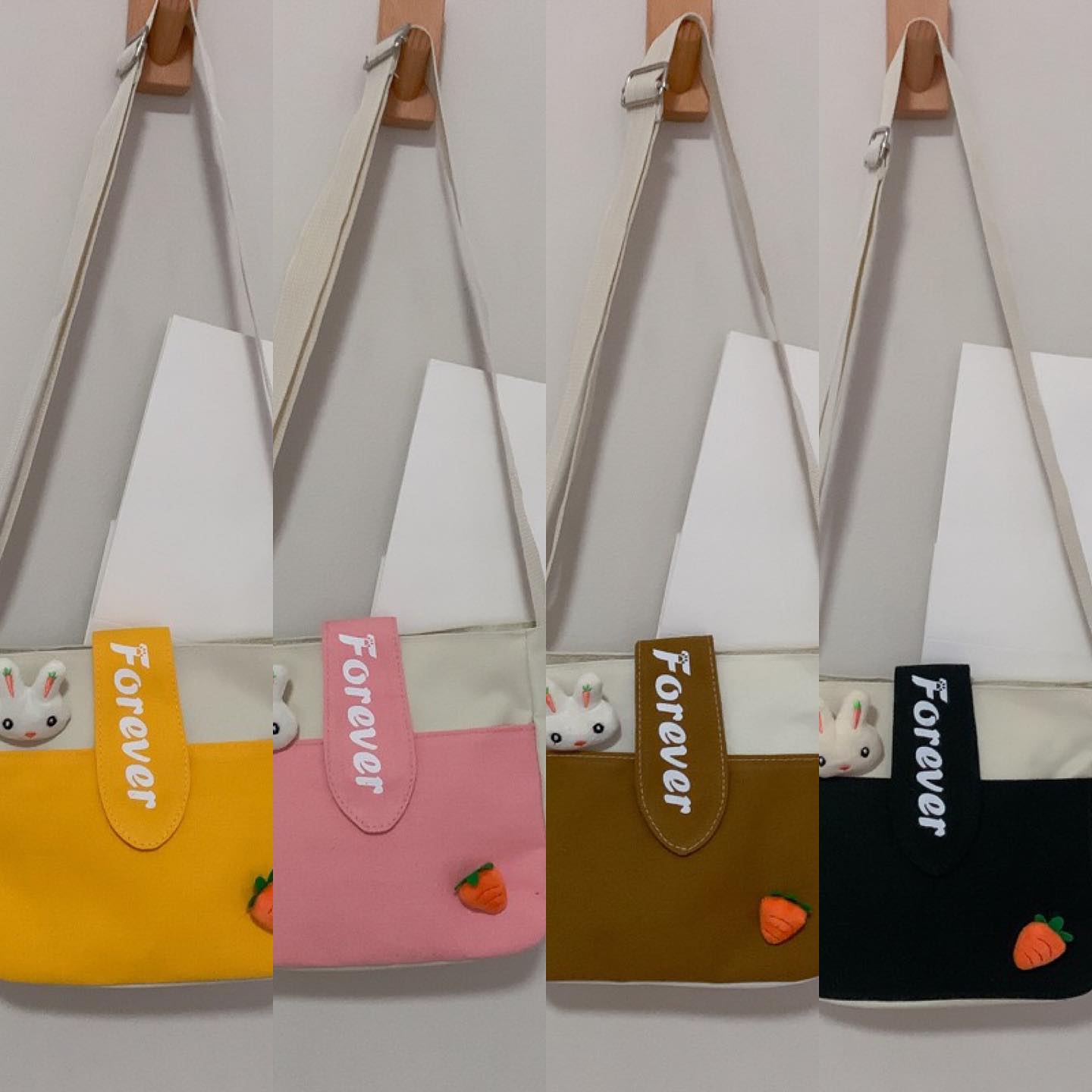 m047 korean design canvas bag with candy colors contrast colors
