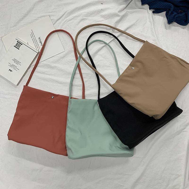 C015 Candy Color Simple Solid Color Nylon Canvas Bag
