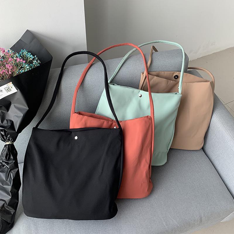 C015 Candy Color Simple Solid Color Nylon Canvas Bag