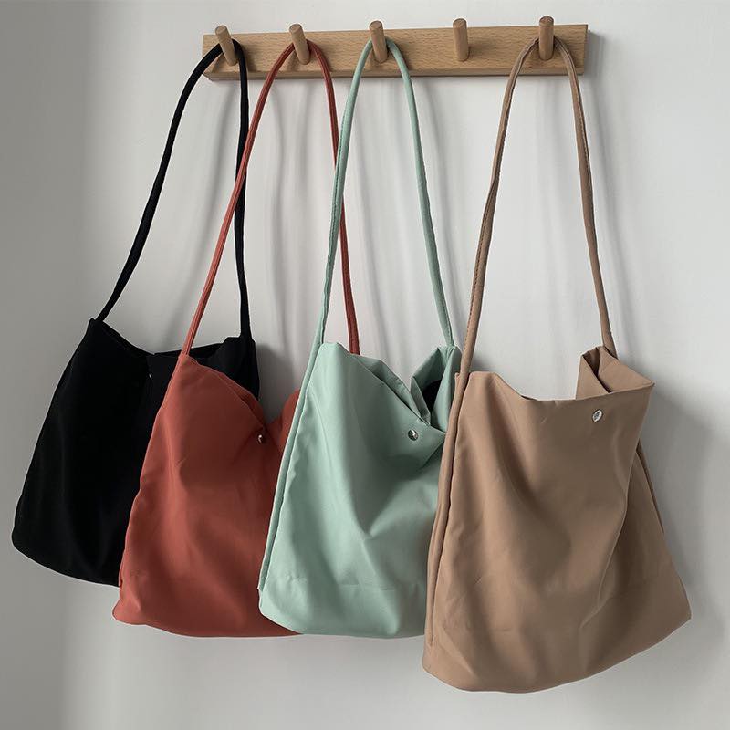 C015 Candy Color Simple Solid Color Nylon Canvas Bag