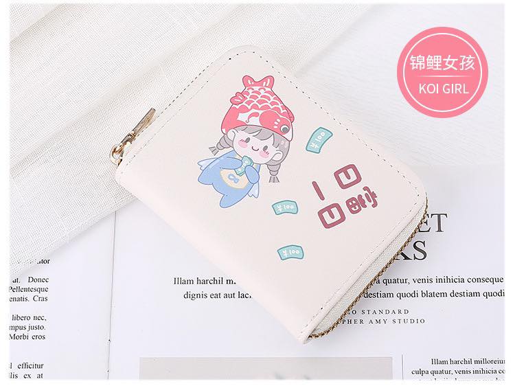 W015 Korean design multi-card coin purse cartoon girl flower colorful wallet