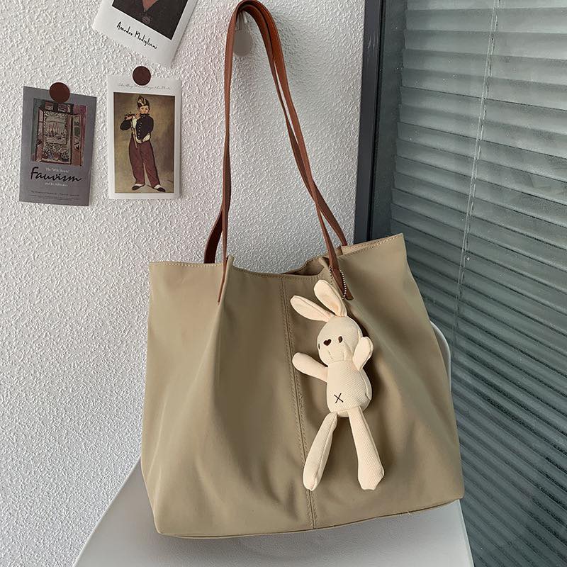 c025 ins nylon canvas women's bag simple solid color shopping bag tote bag