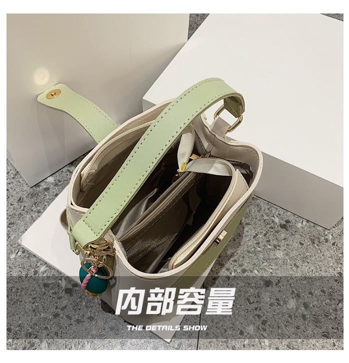 a092 Spring and summer 2022 new fashion all-match stitching contrast color bucket bag ins large-capacity one-shoulder messenger bag