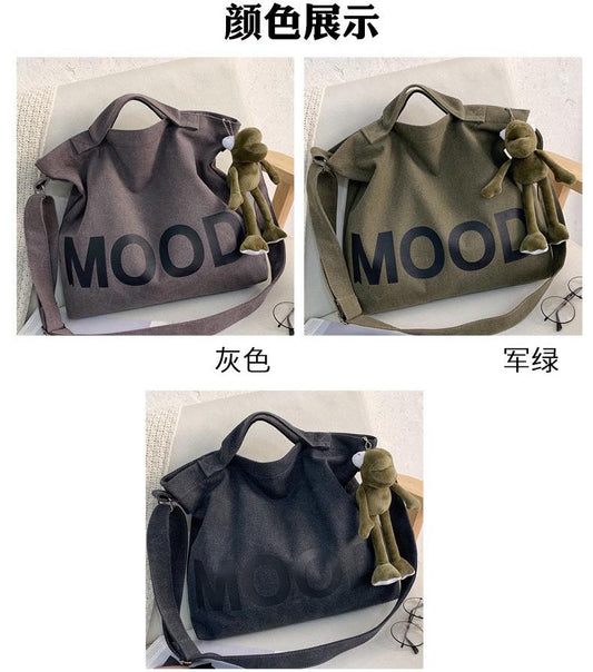 m096 Letter printed canvas large bag New men's and women's canvas shoulder messenger bag large capacity tote bag