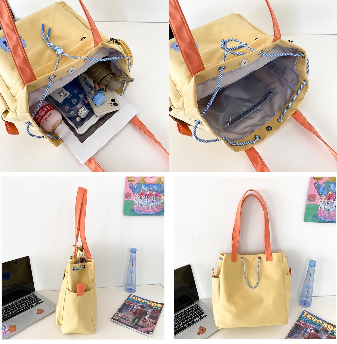 c043 Schoolbag female Japanese ins college style small fresh and cute hit color girl student large-capacity shoulder bag class bag