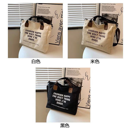 C045, Large-capacity foreign air bag female 2022 new trendy simple canvas bag fashion college students class shoulder tote bag