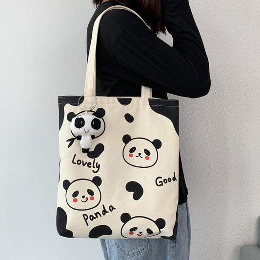 C009, Panda , duck Canvas Bag Women's Single Shoulder