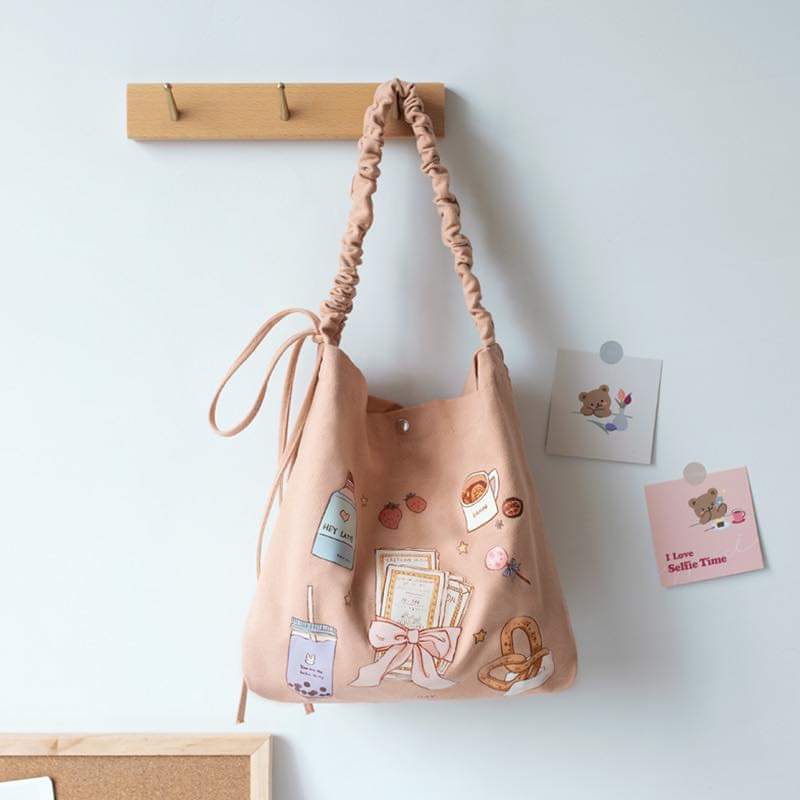 M001 New canvas bag women's shoulder handbag student cute Korean ins literary canvas bag