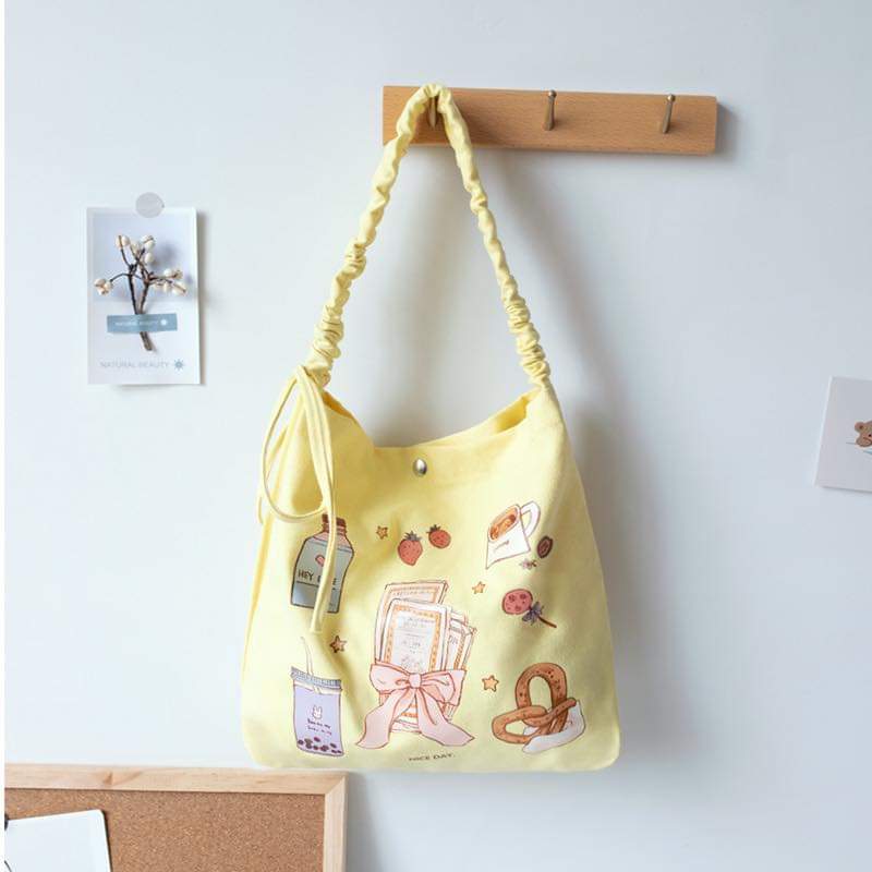 M001 New canvas bag women's shoulder handbag student cute Korean ins literary canvas bag