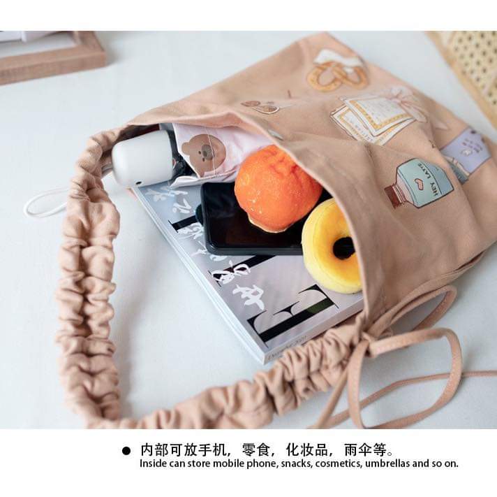 M001 New canvas bag women's shoulder handbag student cute Korean ins literary canvas bag