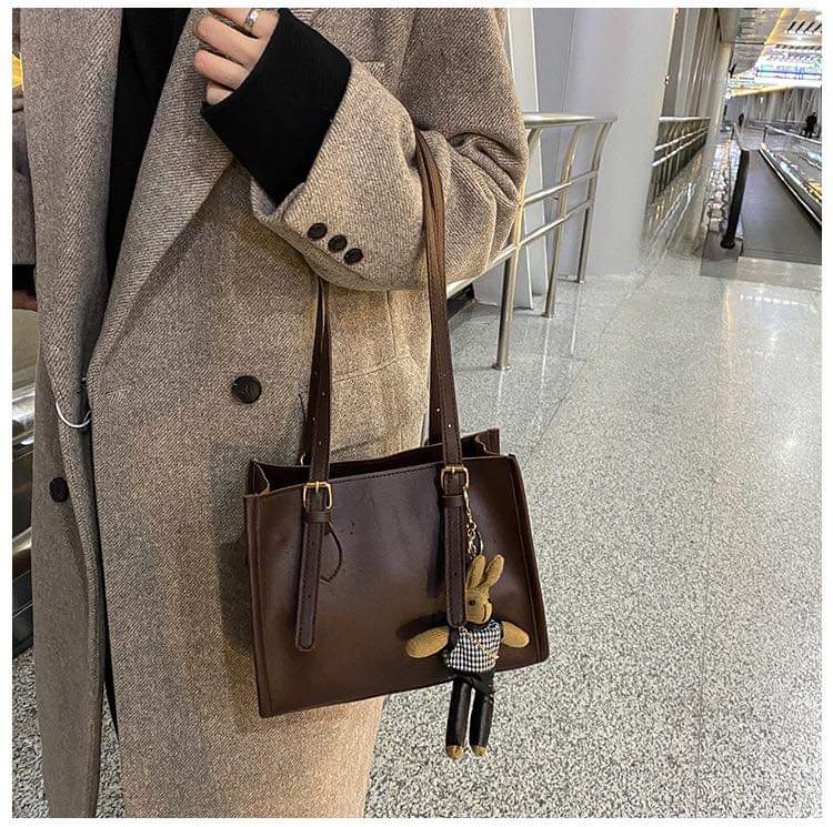 A147 Simple large-capacity bag women's new retro solid color tote bag casual winter casual western style shoulder bag