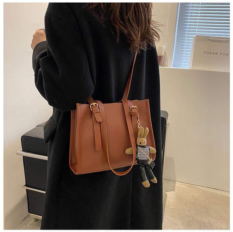 A147 Simple large-capacity bag women's new retro solid color tote bag casual winter casual western style shoulder bag